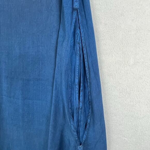 Sakkas Maxi Dress Size S/M Blue Stonewash Fringed Boho India Festival Pockets - Picture 4 of 14